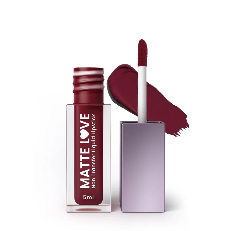 Hilary Rhoda Matte Love Non Transfer Liquid Lipstick | Lightweight & Matte Finish | Waterproof Lipstick for Women | Long Lasting & Non-Drying Lipstick | 5ml (Burgandy Flush - Shade 24) thumbnail 8